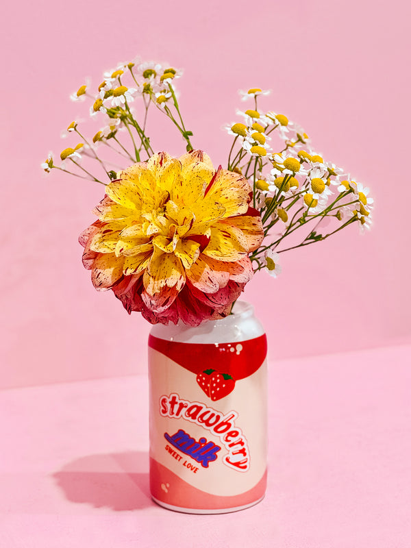 Strawberry Milk Can Vase