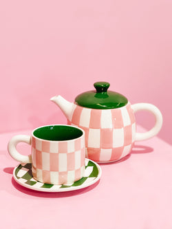 Checkered Mug and Plate Set